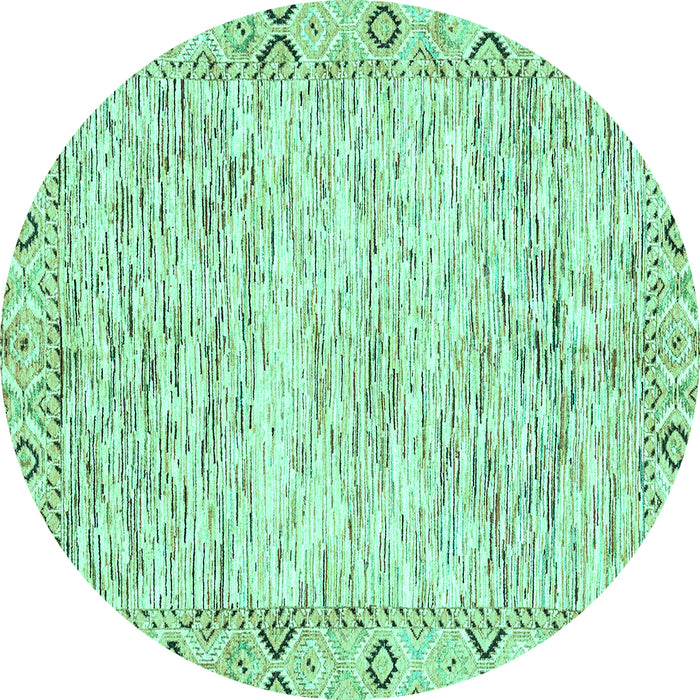 Round Abstract Turquoise Modern Rug, abs3418turq