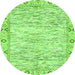 Round Machine Washable Abstract Green Modern Area Rugs, wshabs3418grn