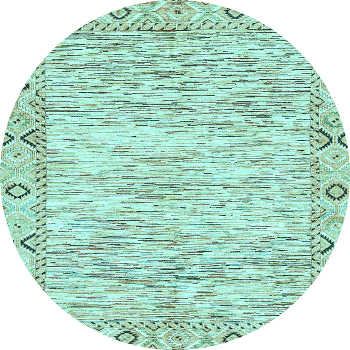 Round Abstract Light Blue Modern Rug, abs3418lblu