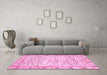 Machine Washable Abstract Pink Modern Rug in a Living Room, wshabs3418pnk