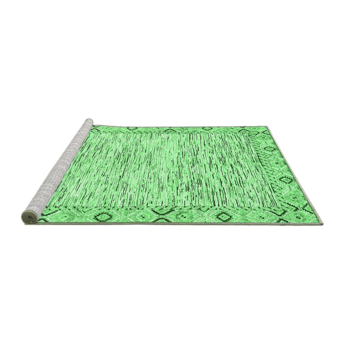 Sideview of Machine Washable Abstract Emerald Green Modern Area Rugs, wshabs3418emgrn