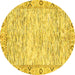 Round Machine Washable Abstract Yellow Modern Rug, wshabs3418yw