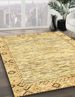 Machine Washable Abstract Mustard Yellow Rug in a Family Room, wshabs3418