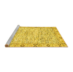 Sideview of Machine Washable Abstract Yellow Modern Rug, wshabs3418yw
