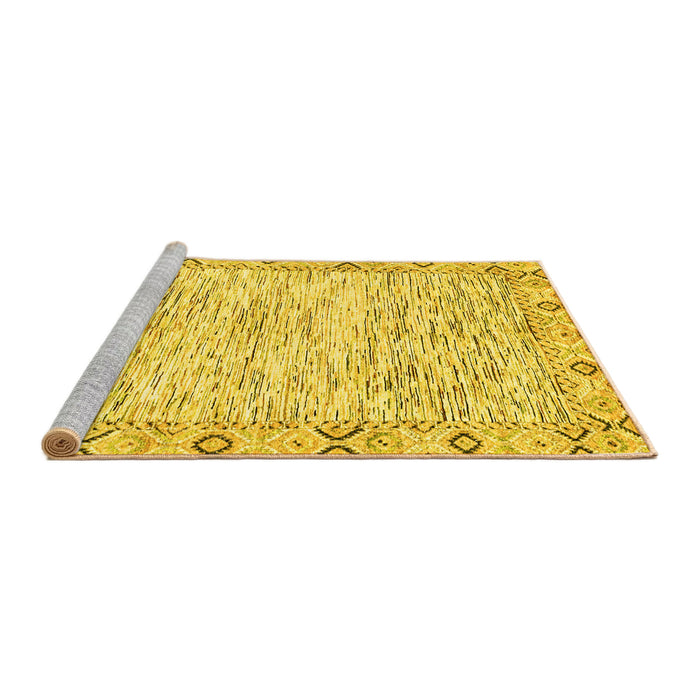 Sideview of Machine Washable Abstract Yellow Modern Rug, wshabs3418yw