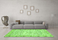 Machine Washable Abstract Green Modern Rug, wshabs3418grn