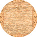 Round Machine Washable Abstract Orange Modern Area Rugs, wshabs3418org