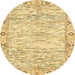 Round Abstract Mustard Yellow Modern Rug, abs3418