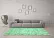 Machine Washable Abstract Turquoise Modern Area Rugs in a Living Room,, wshabs3418turq