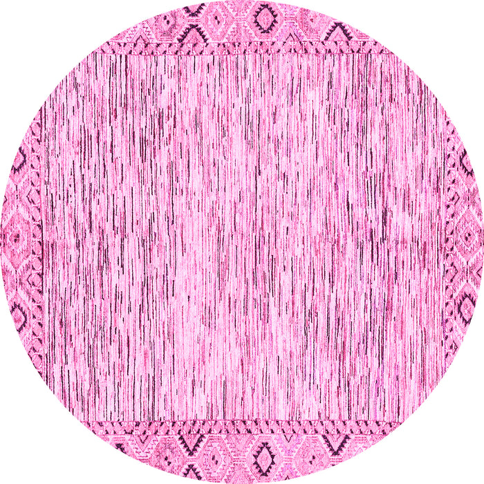 Round Abstract Pink Modern Rug, abs3418pnk