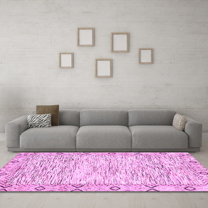 Machine Washable Abstract Purple Modern Area Rugs in a Living Room, wshabs3418pur