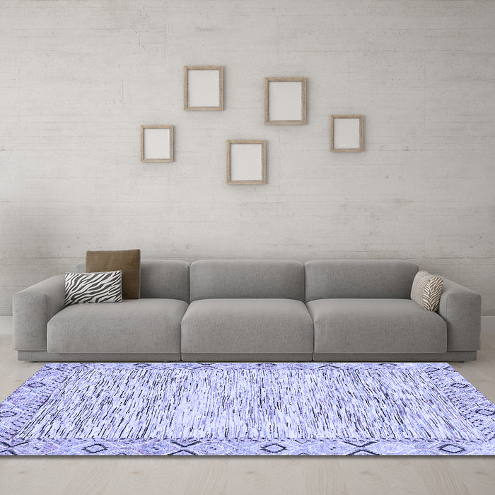 Machine Washable Abstract Blue Modern Rug in a Living Room, wshabs3418blu
