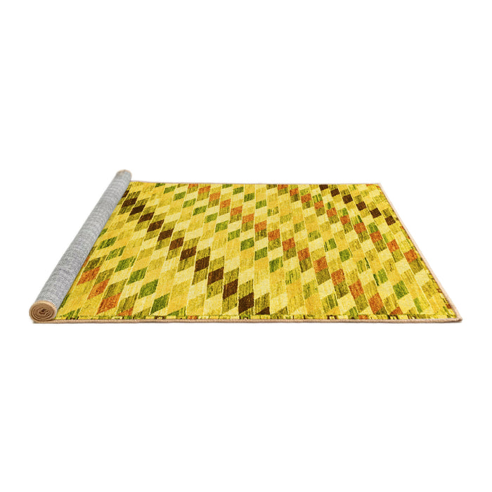 Sideview of Machine Washable Abstract Yellow Modern Rug, wshabs3419yw