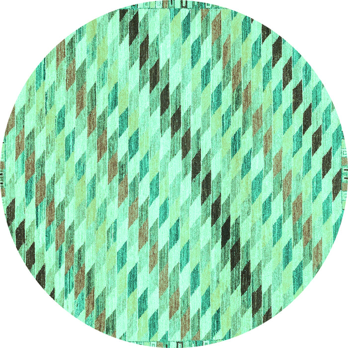Round Machine Washable Abstract Turquoise Modern Area Rugs, wshabs3419turq