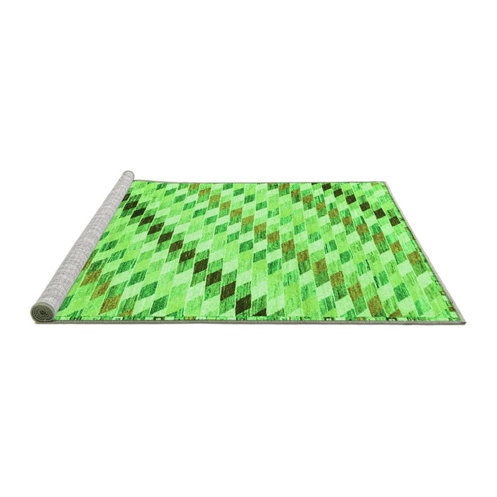 Sideview of Machine Washable Abstract Green Modern Area Rugs, wshabs3419grn