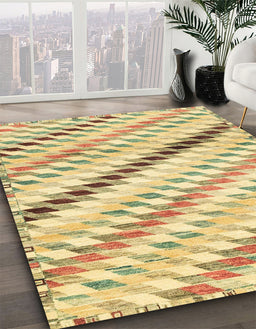 Abstract Cinnamon Brown Modern Rug in Family Room, abs3419