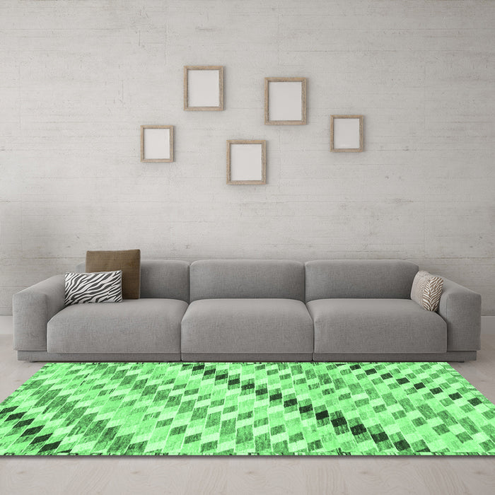 Machine Washable Abstract Emerald Green Modern Area Rugs in a Living Room,, wshabs3419emgrn