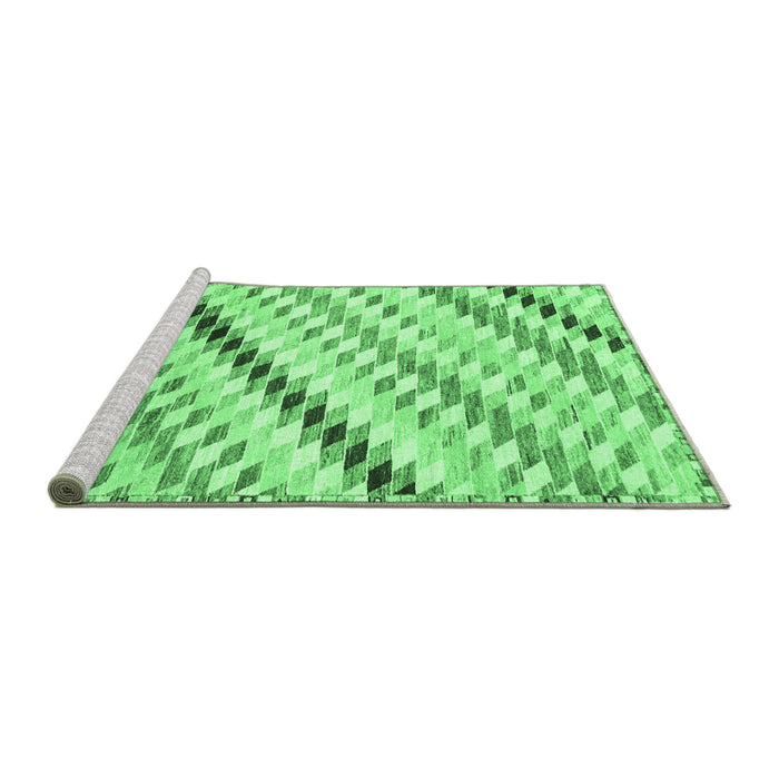 Sideview of Machine Washable Abstract Emerald Green Modern Area Rugs, wshabs3419emgrn