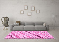 Machine Washable Abstract Pink Modern Rug, wshabs3419pnk