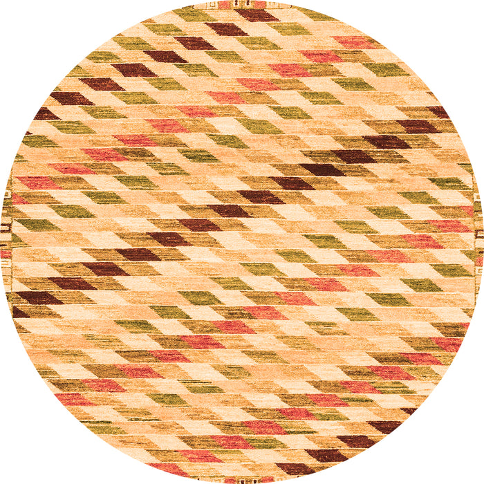 Round Machine Washable Abstract Orange Modern Area Rugs, wshabs3419org