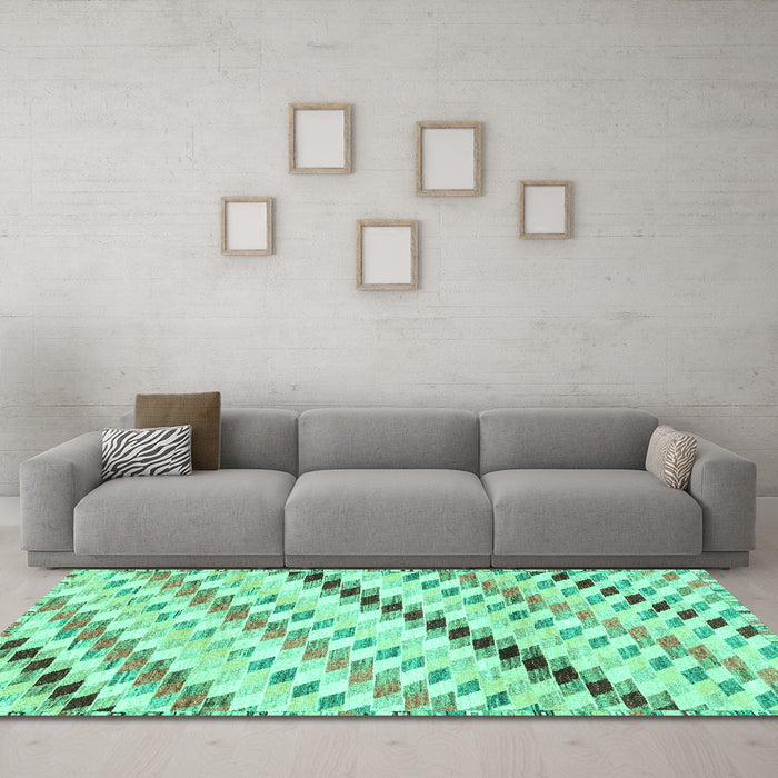 Machine Washable Abstract Turquoise Modern Area Rugs in a Living Room,, wshabs3419turq