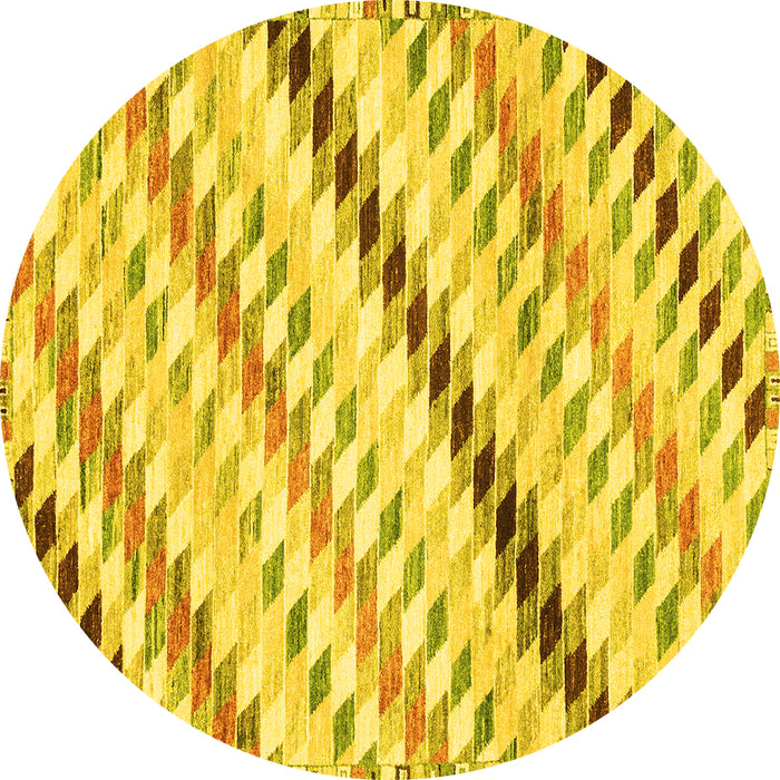 Round Abstract Yellow Modern Rug, abs3419yw