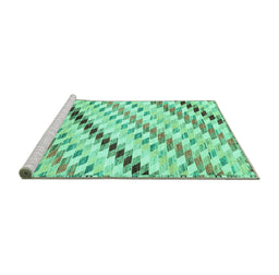 Sideview of Machine Washable Abstract Turquoise Modern Area Rugs, wshabs3419turq