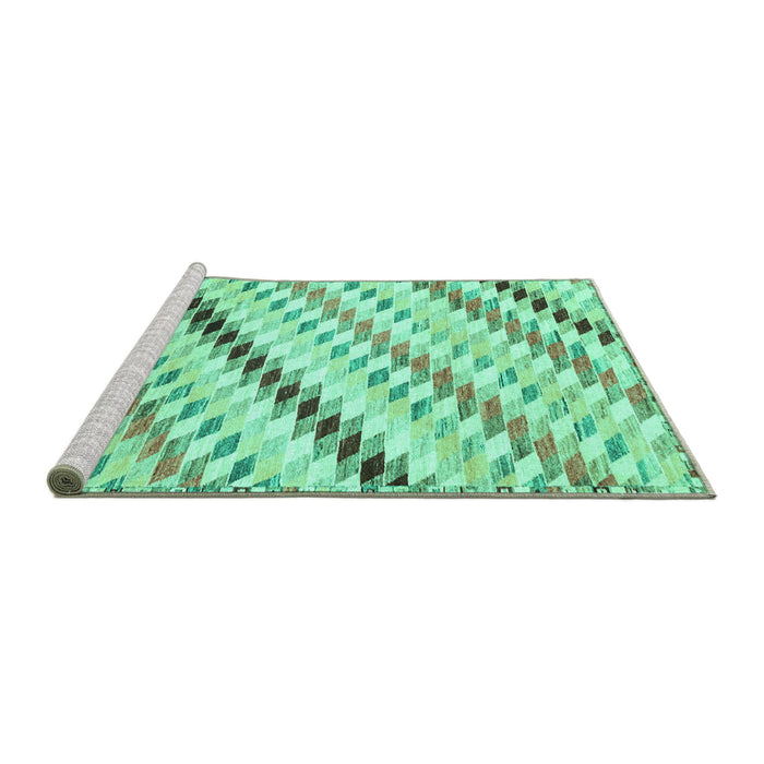 Sideview of Machine Washable Abstract Turquoise Modern Area Rugs, wshabs3419turq