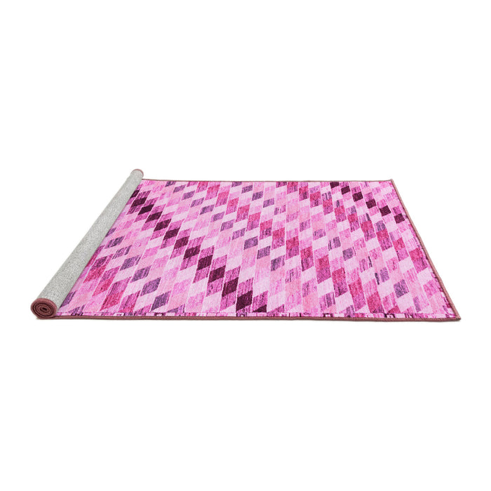 Sideview of Machine Washable Abstract Pink Modern Rug, wshabs3419pnk