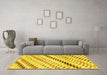 Machine Washable Abstract Yellow Modern Rug in a Living Room, wshabs3419yw