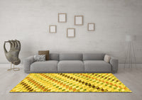 Machine Washable Abstract Yellow Modern Rug, wshabs3419yw