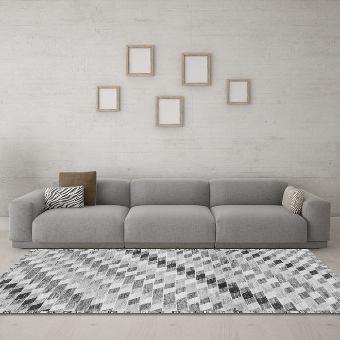 Machine Washable Abstract Gray Modern Rug in a Living Room,, wshabs3419gry
