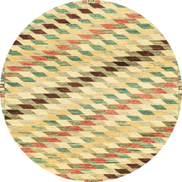 Round Abstract Cinnamon Brown Modern Rug, abs3419