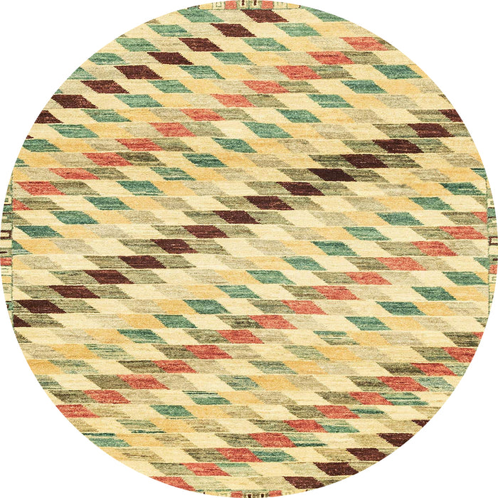 Round Abstract Cinnamon Brown Modern Rug, abs3419