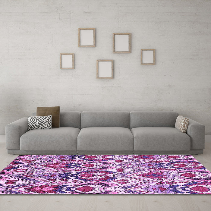Machine Washable Abstract Purple Modern Area Rugs in a Living Room, wshabs341pur