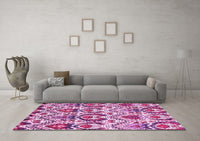 Machine Washable Abstract Pink Modern Rug, wshabs341pnk