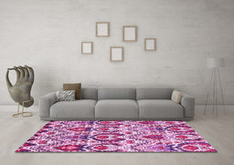 Machine Washable Abstract Pink Modern Rug in a Living Room, wshabs341pnk