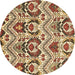 Round Machine Washable Abstract Brown Modern Rug, wshabs341brn