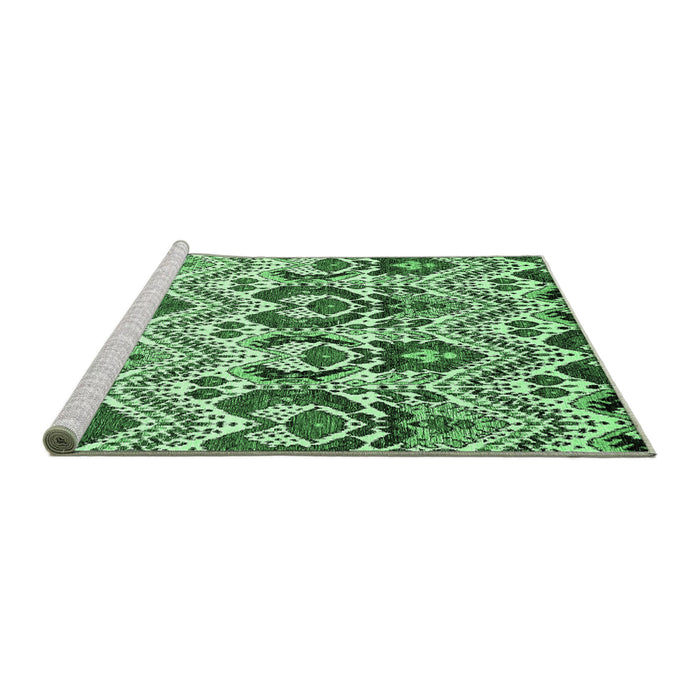 Sideview of Machine Washable Abstract Emerald Green Modern Area Rugs, wshabs341emgrn