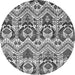 Round Abstract Gray Modern Rug, abs341gry