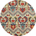 Round Abstract Red Brown Modern Rug, abs341