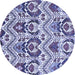 Round Abstract Blue Modern Rug, abs341blu