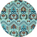 Round Machine Washable Abstract Light Blue Modern Rug, wshabs341lblu