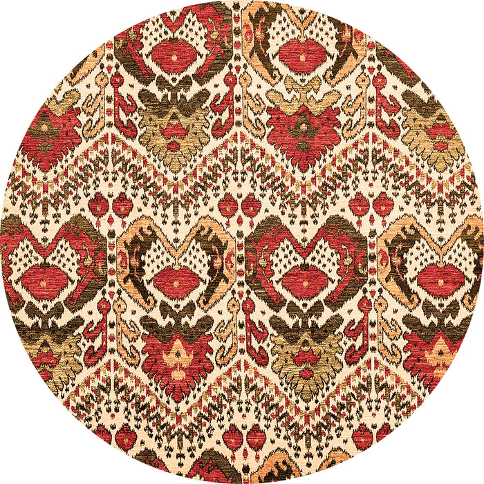 Round Machine Washable Abstract Orange Modern Area Rugs, wshabs341org