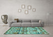 Machine Washable Abstract Turquoise Modern Area Rugs in a Living Room,, wshabs341turq