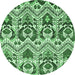 Round Abstract Emerald Green Modern Rug, abs341emgrn