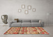 Machine Washable Abstract Orange Modern Area Rugs in a Living Room, wshabs341org