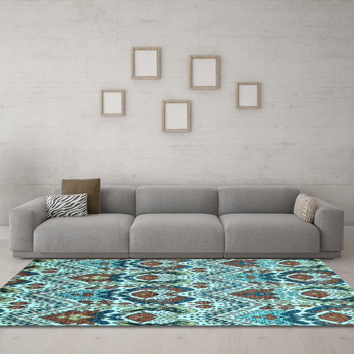 Machine Washable Abstract Light Blue Modern Rug in a Living Room, wshabs341lblu