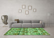 Machine Washable Abstract Green Modern Area Rugs in a Living Room,, wshabs341grn