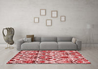 Machine Washable Abstract Red Modern Rug, wshabs341red